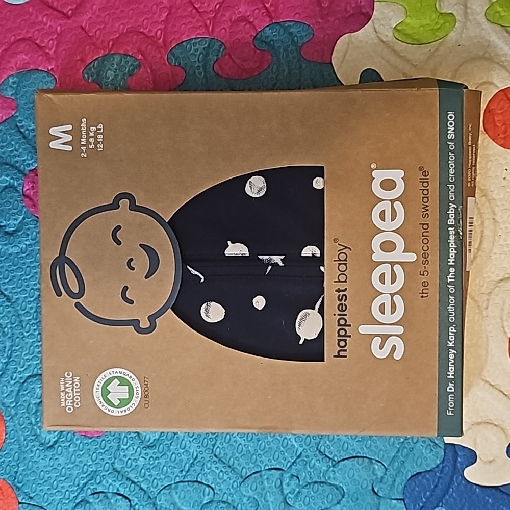 Happiest Baby sleepea swaddle size medium navy planets, brand new never opened